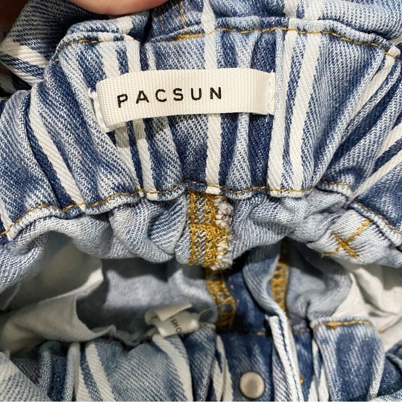 PACSUN Paperbag Denim Mom Shorts Striped High Rise Size XS - Picture 7 of 11